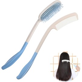 Long Reach Hair Combs, Set of 2, Blue and White
