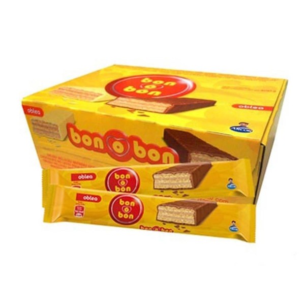 Bon o Bon Oblea Snack Chocolate Filled With Peanut Butter from Box of 20 bars, 600 g / 21.2 oz (family box)