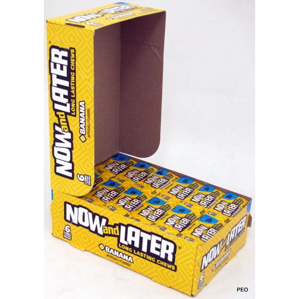 Now and Later Banana Candy Chews 6-piece 24 Count Box Chewy Bulk Taffy Candies