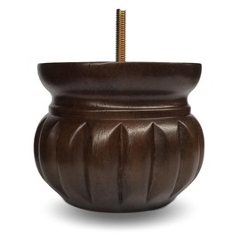 3-1/2" Turned Round Furniture Walnut Sofa/Couch/Ottoman Wood Bun Legs - Set of 4