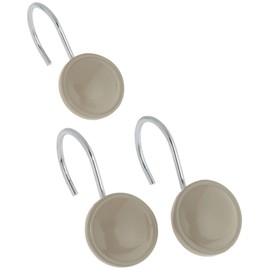 Carnation Home Fashions PHP-COL/44 Color Rounds Resin Shower Curtain Hooks in Linen, Set of 12, 12 Count