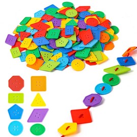 128 Pcs Big Bright Buttons for Kids, 8 Geometric Shapes Plastic Assorted Sewing Buttons for Crochet Knitting Arts and DIY Crafts Projects Hand Made Gifts, Random Colors