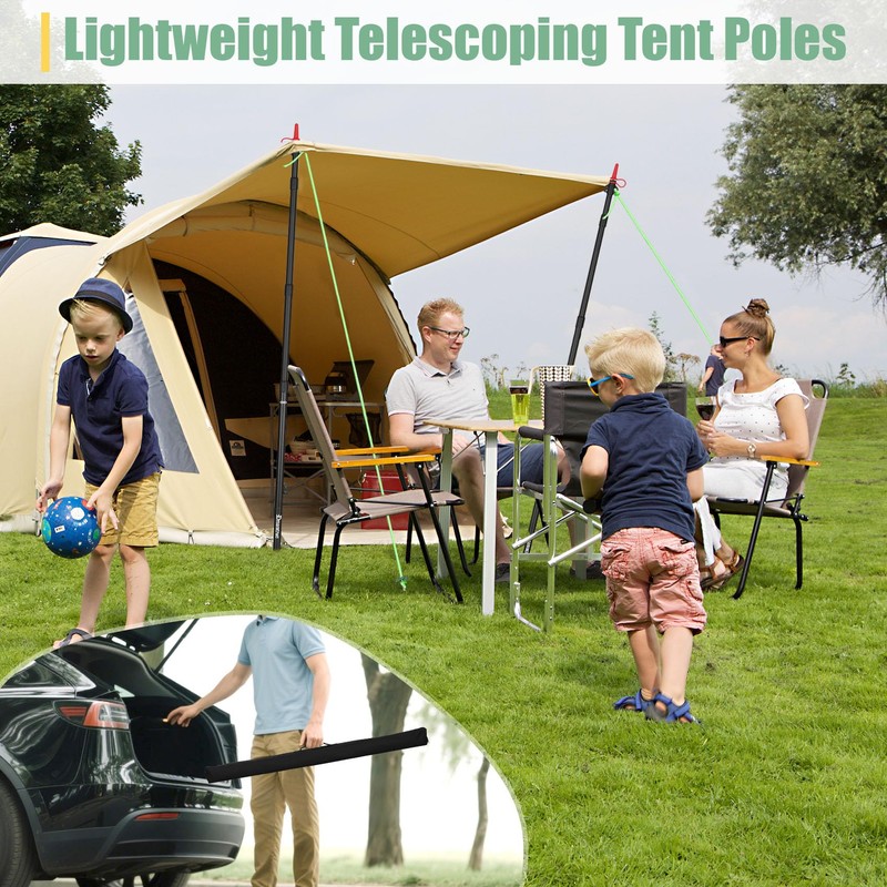 Dreamtrue Tarp Poles Telescoping, Upgraded 4-Section Adjustable Tent Poles, Heavy