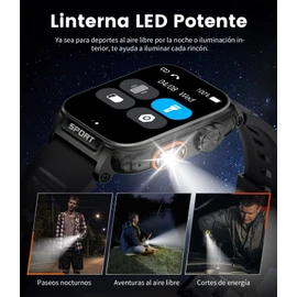 ESFOE Reloj Inteligente Hombre,1.91" HD Smartwatch con LED Linterna, Llamadas Bluetooth,430mAh IP68 Impermeable Smartwatch Militar Hombre,100+ Modos Deportivos,Pulsómetro SpO2 Android iOS
