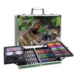 Berry Hip Set Arte Dinosaurios Profesional Plegable Con 33 Marcadores, 24 Crayolas, 24 Acuarelas, 24 Tubo De Pintura Acrílica, 28 Colores, 4 Pinceles 