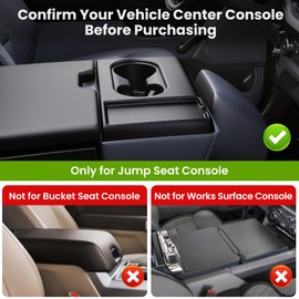 Kaishengyuan Front Center Seat Headrest Tray Compatible with 2011-2025 Ford F150 F250 F350 F450 F550 F650, Center Console Organizer Container Storage Box Armrest Insert Accessories (Jump Seat Only)