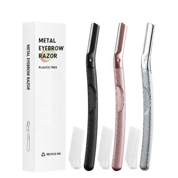 Groomixx Premium Quality Eyebrow Razor Metal Handle Biodegradable Replaceable Razors