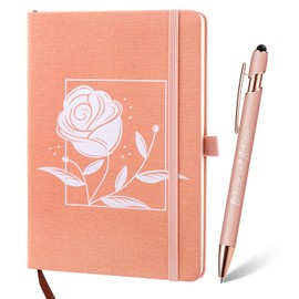 AeroBliss Journal for women, Journaling Notebooks for Writing, A5 lined Hardcover Leather Journal with Pen, Business, School, with Black Ink Pen, 200 Pages, Pink