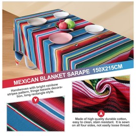 Liseng Mexican Sarape Picnic Blanket Throw Table Blanket Hot Bar for Yoga 120 x 180 cm