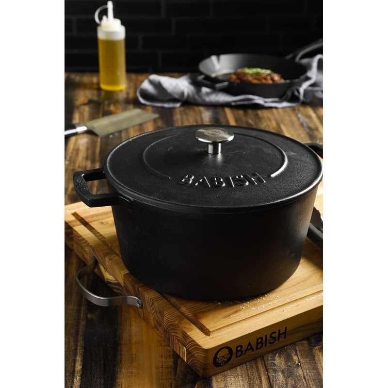 Babish 6-Quart Round Enamel Cast Iron Dutch Oven with Lid