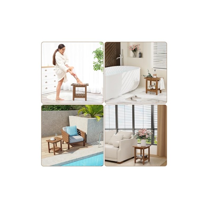 HIPS Shower Benches for Inside Shower, Shower Stool with Space-Efficient