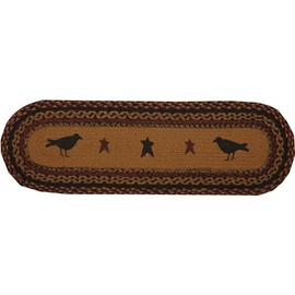 VHC Brands Primitive Flooring-Heritage Farms Tan Crow Oval Jute, Stair Tread, Mustard Yellow