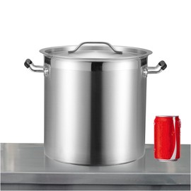 CURTA 20 Quart Large Stock Pot with Lid, NSF Listed, 3-Ply 18/8 Stainless Steel Cooking Pot, Commercial Cookware for Soup, Stew & Sauce, Riveted Silicone Handle