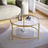 SAYGOER Round Glass Coffee Table 2 Tier Coffee Tables with