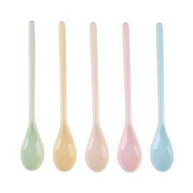 KAIYAYA Set of 5 Egg Spoons, Breakfast Spoons, 18.5 cm, Plastic Spoons, Long Spoons, Plastic, Long, Colourful, Plastic Spoons, Melamine Ice Cream Spoons, Colour Jam Spoons, Ideal for the Breakfast