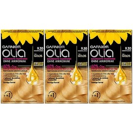 Garnier Olia Permanent Hair Colour 9.30 Caramel Gold (Blonde) - Pack of 3