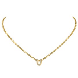 ChainsHouse Women's Letter Chain with Zirconia A-Z 26 Stainless Steel Alphabet Pendant with Gift Box for Women and Girls, Stainless Steel, Cubic Zirconia