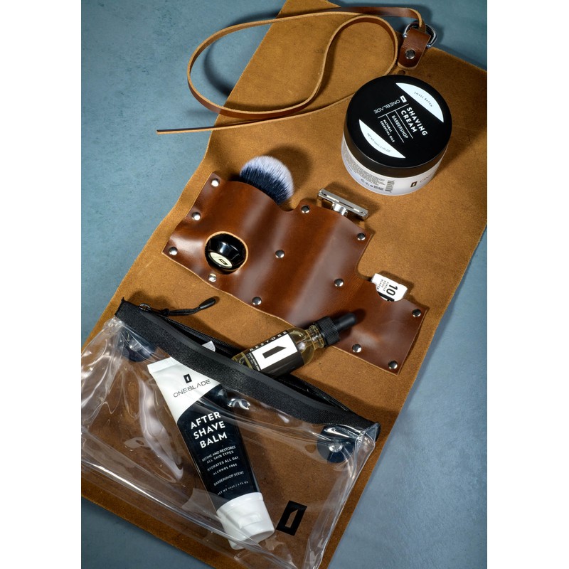 OneBlade Leather Dopp Kit - Brown