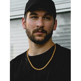 U7 Twisted Rope Chain 24 Inch Gold Chain Necklace Stainless Steel Hip Hop Fashion Jewelry for Men