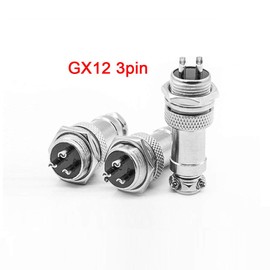 QitinDasen 8Pcs Premium 3 Pin GX12 Aviation Connector, 5A 12mm Thread Male Female Panel Metal Aviation Wire Connector Plug Socket, with Rubber Protector Cap and Phillips Screwdriver