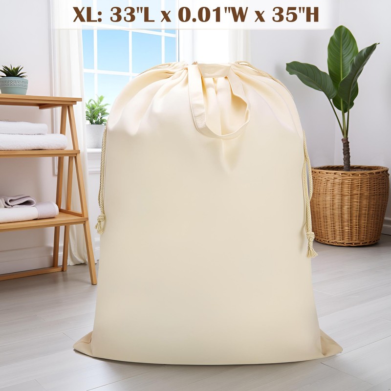 CALACH Canvas Laundry Bag 33"Lx 35"H, Thick Cotton Laundry Bag