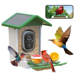 Smart Bird Feeder with Camera: Solar Powered Birdhouse with AI Recognition, Wireless Bird House with Camera for Outdoor, Unique Birthday Gifts for Mom Dad