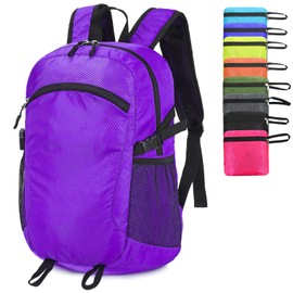 SFIUYDS Small Hiking Daypack,15L Waterproof Hiking Backpack Packable Lightweight Travel Day Pack for Women Men (Purple, Small)