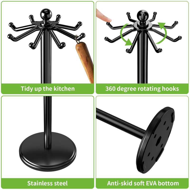MAYZOLOP Kitchen Countertop Utensil Holder, Stainless Steel Rotatable Cooking Utensils