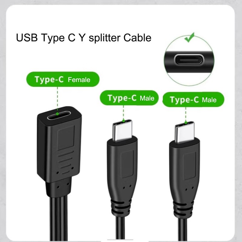 Qaoquda USB C Splitter Charge Cable,1 Feet USB Type C