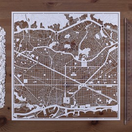 Barcelona Paper Cut Card, White, 30 x 30 cm, Paper Art