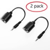 LINESO 2Pack 3.5mm Stereo to RJ45 Female Extender Over Cat5&Cat6