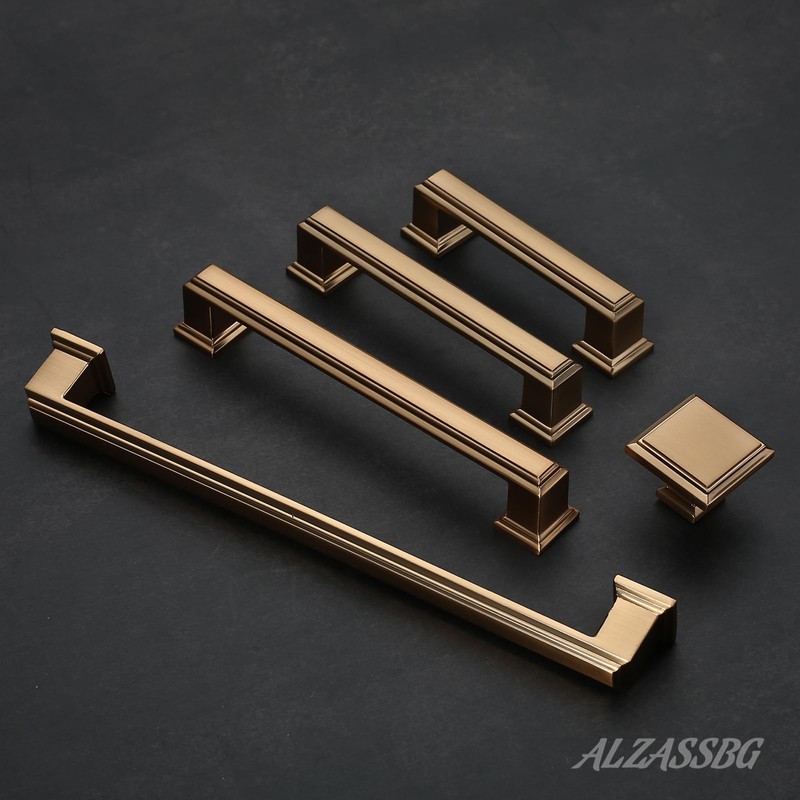 Alzassbg 10 Pack Champagne Bronze Cabinet Pulls, 3 Inch(76mm) Hole
