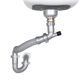 Snappy Trap Single Kitchen Sink Drain Kit, 1-1/2" with Flexible P-Trap, All-in-One Drain Kit for Single Bowl Kitchen Sinks, Universal Compatibility, No-Tool Easy Installation (DK-100 Silver)
