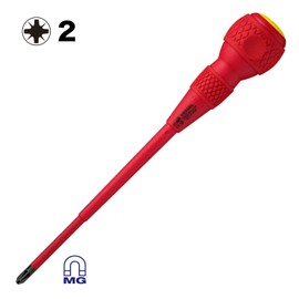 VESSEL Screwdriver BALL Grip VDE (insulated) PZ2x150, Red-yellow