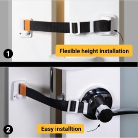 SVD.PET (2-Pack) Cat Door Latch & Stopper: A Simpler Pet Gate Solution to Dog Proof Your Home & Keep Dogs and Kids Out of Litter Box & Cat Feeder. No Cut Cat Door Interior Door. (Black)