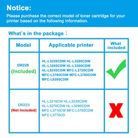 LCL DR229CL Drum Unit Replacement for Brother DR229CL DR-229CL HL-L3220CDW HL-L3280CDW HL-L3295CDW HL-L3300CDW HL-L8245CDW MFC-L3720CDW MFC-L3765CDW MFC-L3780CDW MFC-L8395CDW Printer (4-Pack KCMY)
