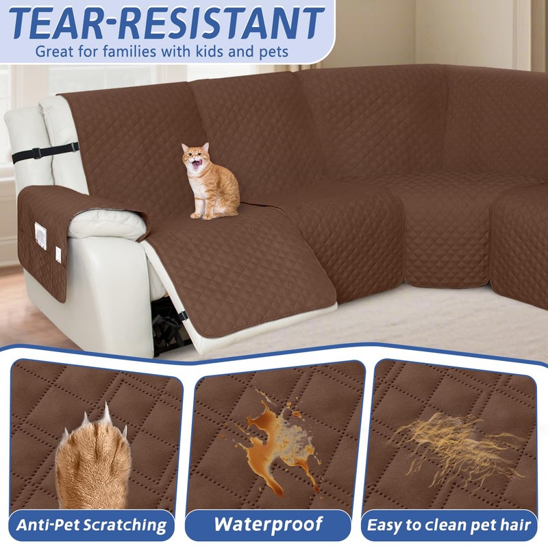 Arfntevss Recliner Sectional Couch Covers 1OO% Waterproof L Shape Sofa