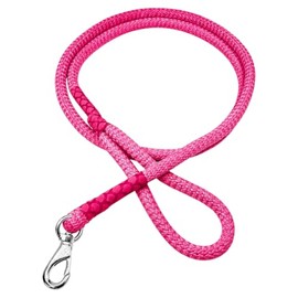 Correa para Perro Premium Hecha a Mano, Poliéster Textil de Alta Resistencia (14 a 45 kg) Destorcedor Tipo Gancho Muy Robusto, Colección Rosa Mexicano