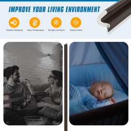 Weather Stripping Door Seal Strip 60FT Door Soundproofing V-Shape Sound Proof Door Sealers for Door Frame, Door Insulation Strip for Large Gap，Brown