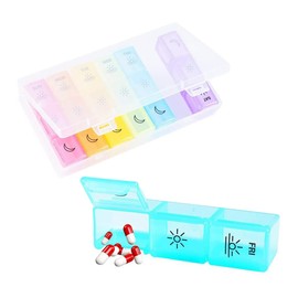 Inlefen 7 Day Pill Organiser 3 Times a Day Pill Box, Weekly Pill Box 7 Days, Daily Portable Travel Pill Organiser for Fish Oils, Vitamins, Dietary Supplements