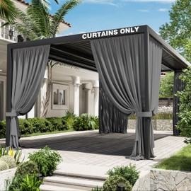 Kimunuk Gazebo Universal Replacement Privacy Curtain,12'×20' Gazebo Outdoor Waterproof Curtains, 4-Panels Sidewall Curtains with Double Zipper for Patio Canopy, Garden and Backyard (Curtain Only)