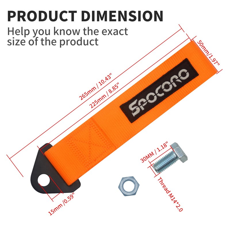 Spocoro Heavy Duty Racing Tow Strap JDM – Nylon Tow