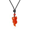 Koai Fox Natural Stone Amulet Power Stone Necklace, red agate,
