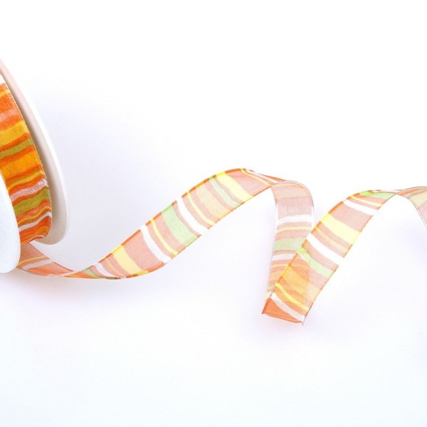 'Decorative Band "Horizontal Stripes – Orange – 15 mm –