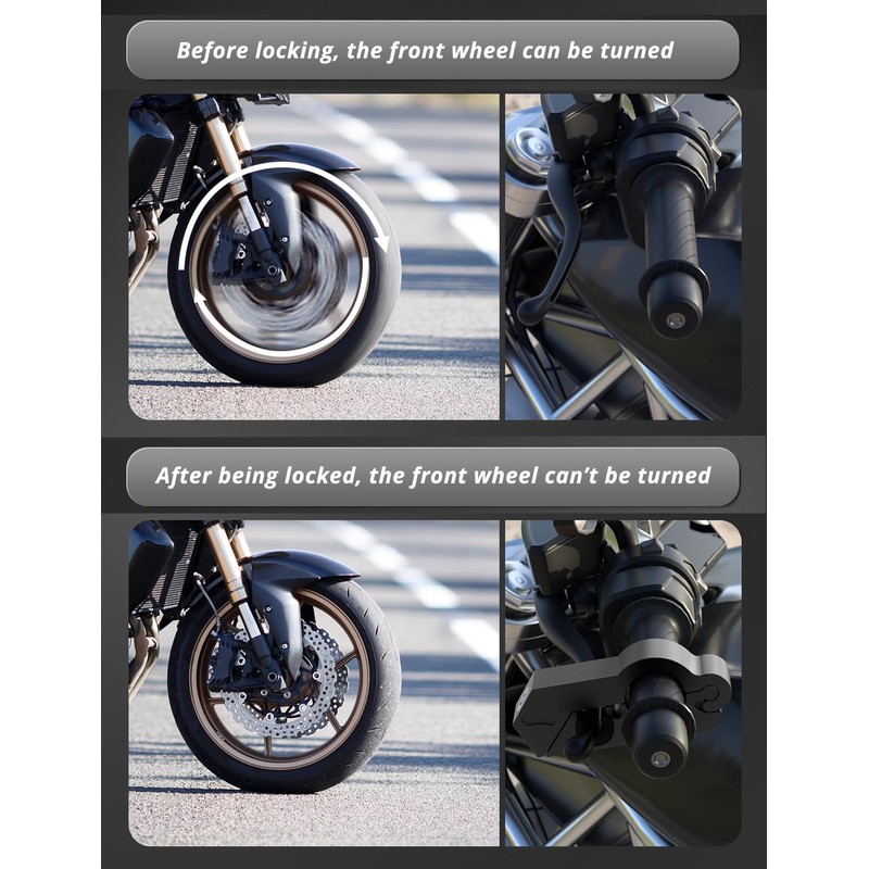 MACHSWON Motorcycle Lock & Helmet Lock Combo, Anti Theft Brake