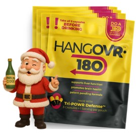Hangovr 180 Tri-Power Before Drinking Defense 4 Pack - Support Liver & Brain Health, Feel Fresher & Better Energy - - Take Before Drinking for Relief, 3 Capsules per Pouch