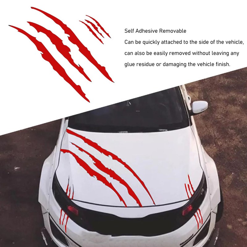 2Pcs Car Hood Cover Sticker Claw Mark Style Universal Engine