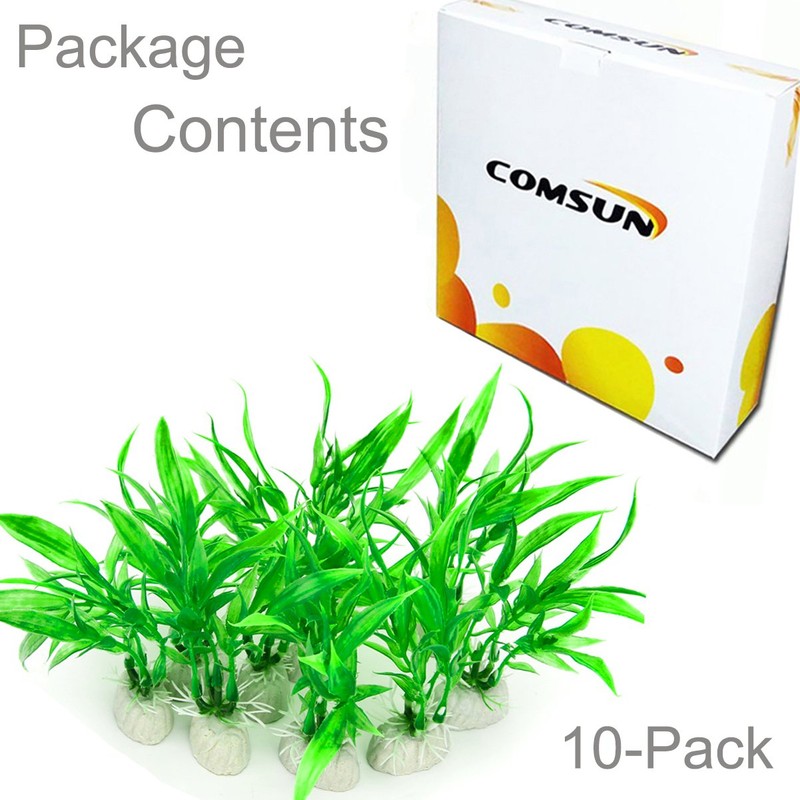 Comsun 10 Pack Artificial Aquarium Plants, Small Size 4 inch