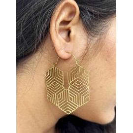 hoops earring in golden finish, statement earrings for women fashion jewelry in brass