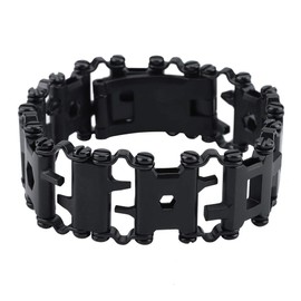 29 in 1 Multi Tool Bracelet, Multifunctional Stainless Steel Outdoor Tool Bracelet Portable Punk Bracelet Outdoor Emergency Tool(Black)